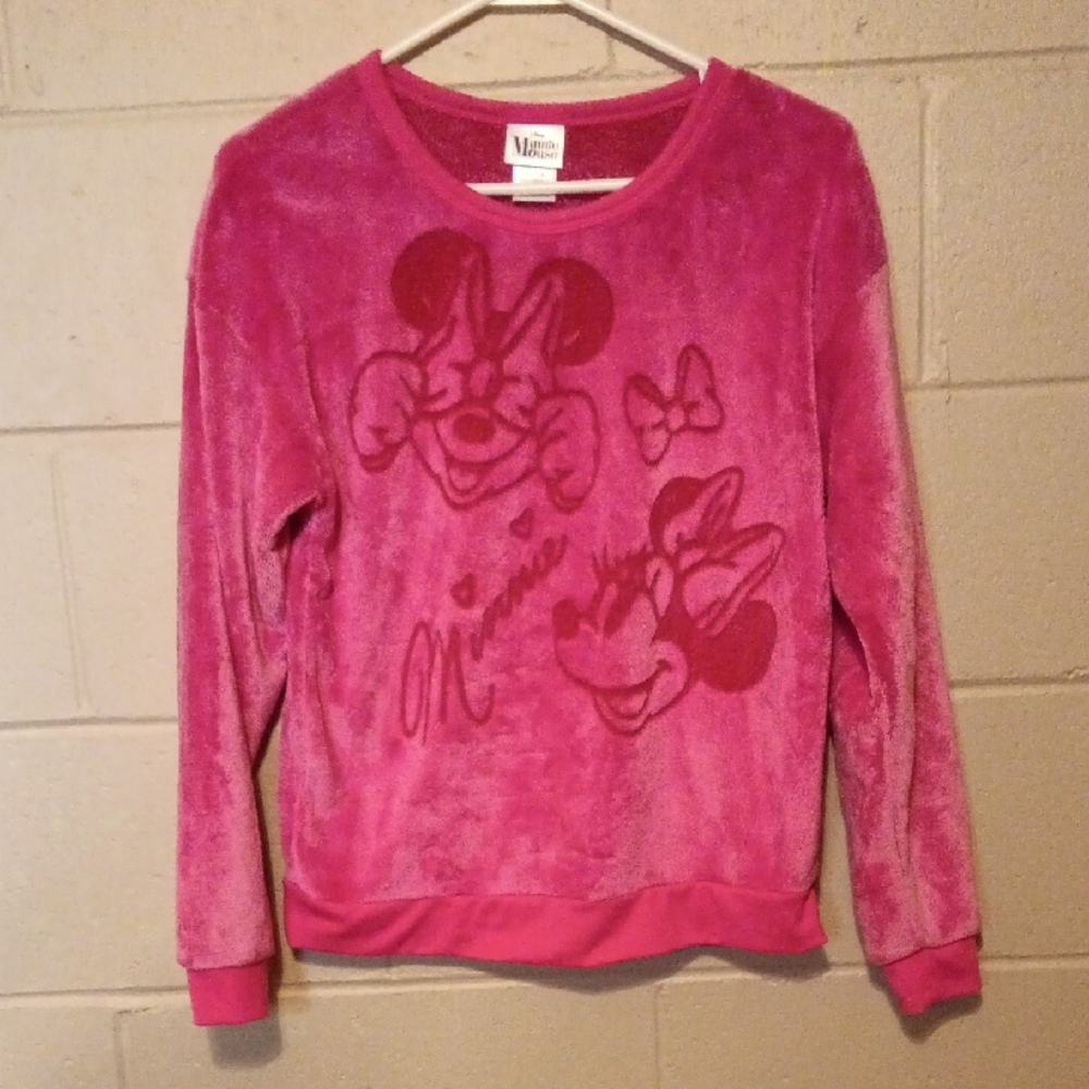Disney Pink Plush Minnie & Mickey Crewneck Sweater